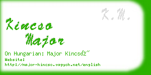 kincso major business card